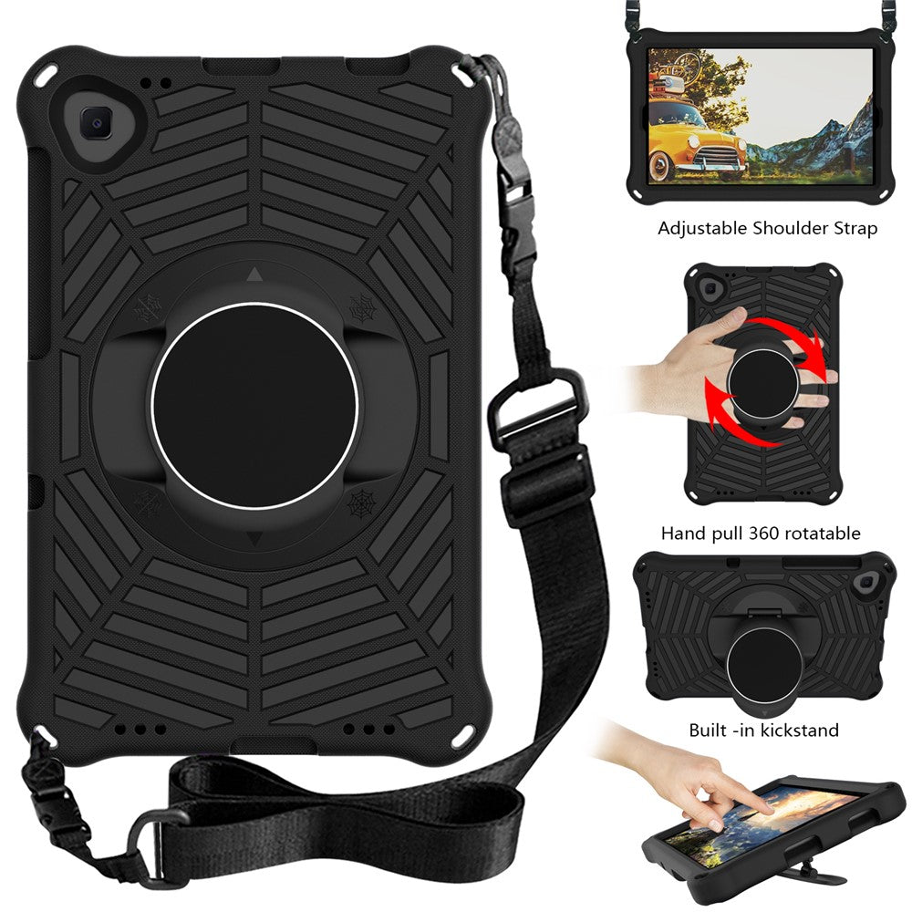 Spider Web Texture Anti-Drop Shockproof Tablet Case Kickstand EVA Cover with Shoulder Strap for Lenovo Tab M10 FHD Plus 2nd Gen TB-X606