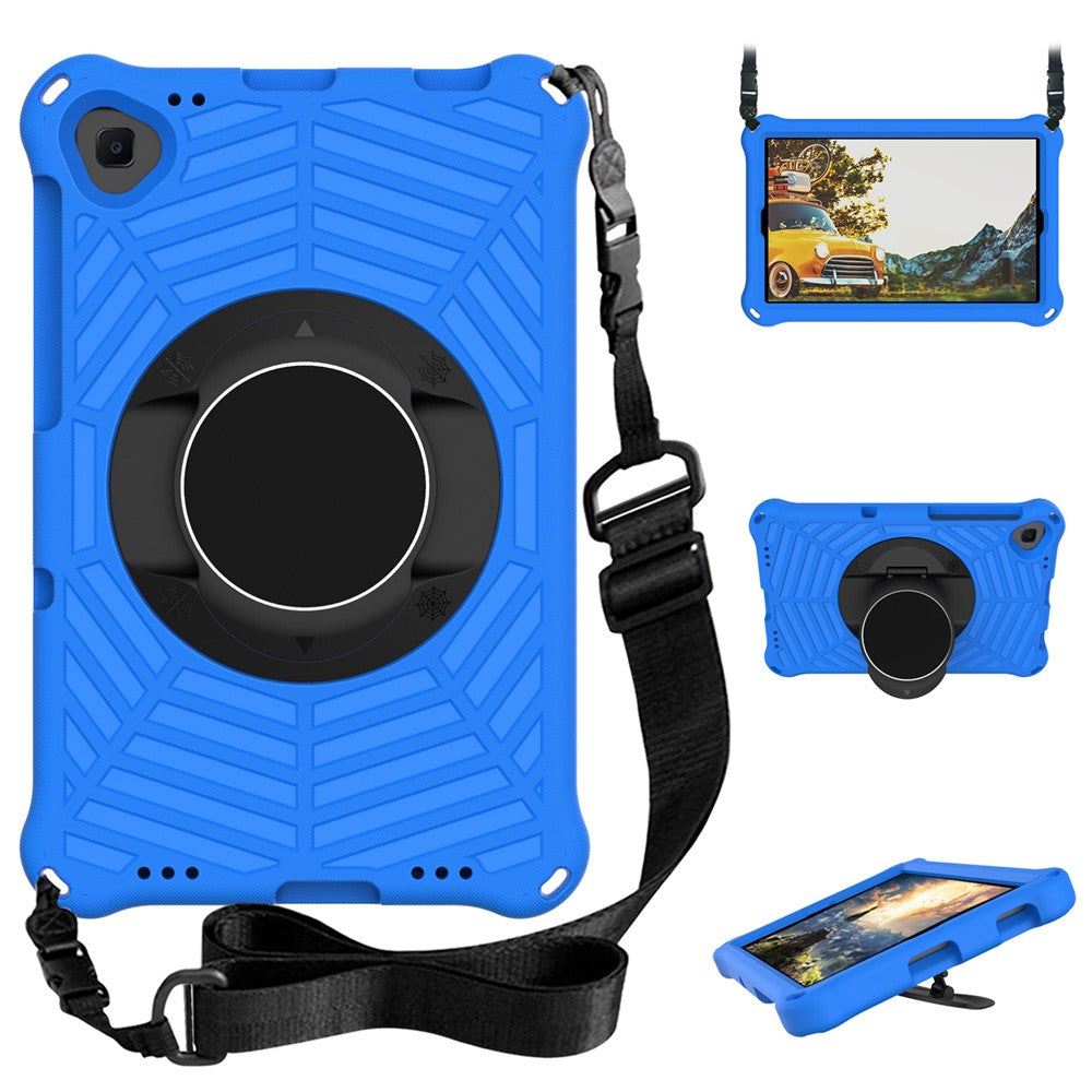 Spider Web Texture Anti-Drop Shockproof Tablet Case Kickstand EVA Cover with Shoulder Strap for Lenovo Tab M10 FHD Plus 2nd Gen TB-X606