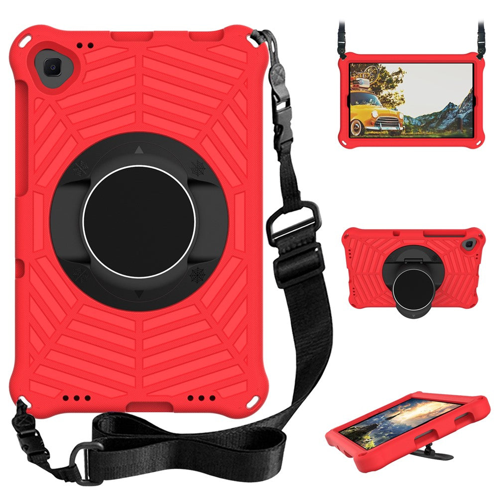 Spider Web Texture Anti-Drop Shockproof Tablet Case Kickstand EVA Cover with Shoulder Strap for Lenovo Tab M10 FHD Plus 2nd Gen TB-X606