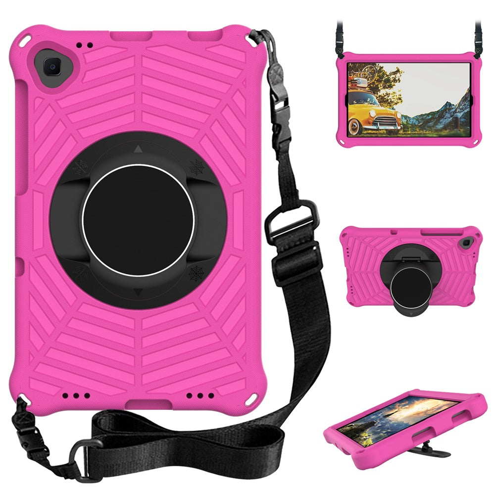 Spider Web Texture Anti-Drop Shockproof Tablet Case Kickstand EVA Cover with Shoulder Strap for Lenovo Tab M10 FHD Plus 2nd Gen TB-X606