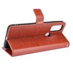 Stand Book Design Crazy Horse Texture PU Flip Folio Wallet Phone Case with Strap for Motorola G Pure