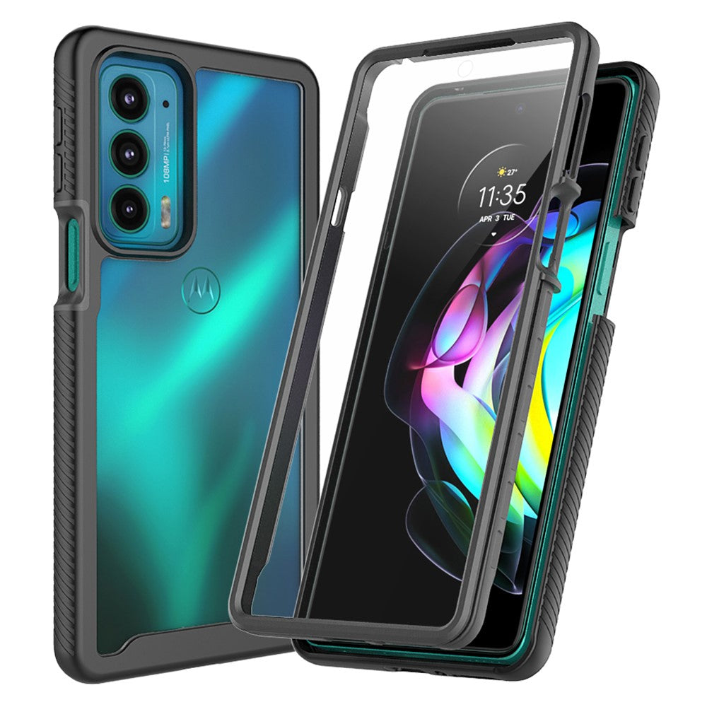 Til Motorola Edge 20 PC+TPU Hybrid Telefoncover Ridsefast med Følsom PET Skærmbeskytter