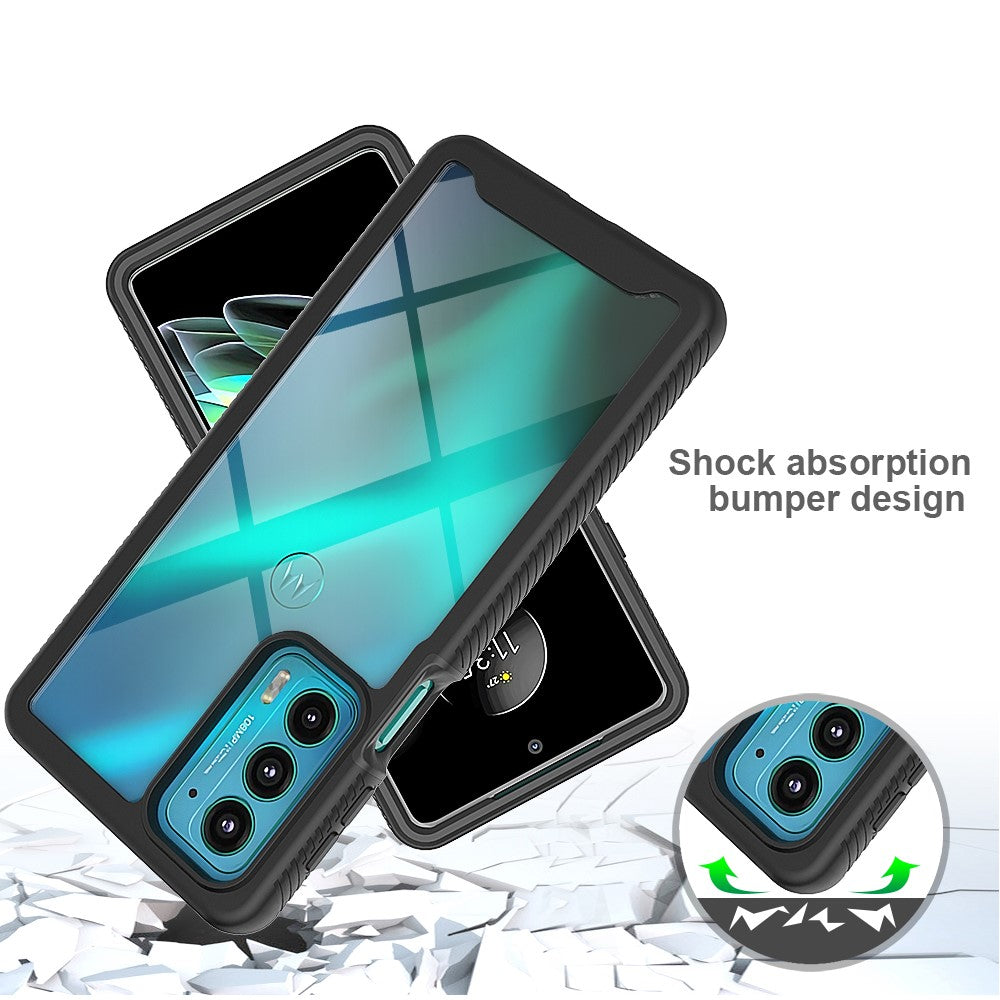 Til Motorola Edge 20 PC+TPU Hybrid Telefoncover Ridsefast med Følsom PET Skærmbeskytter