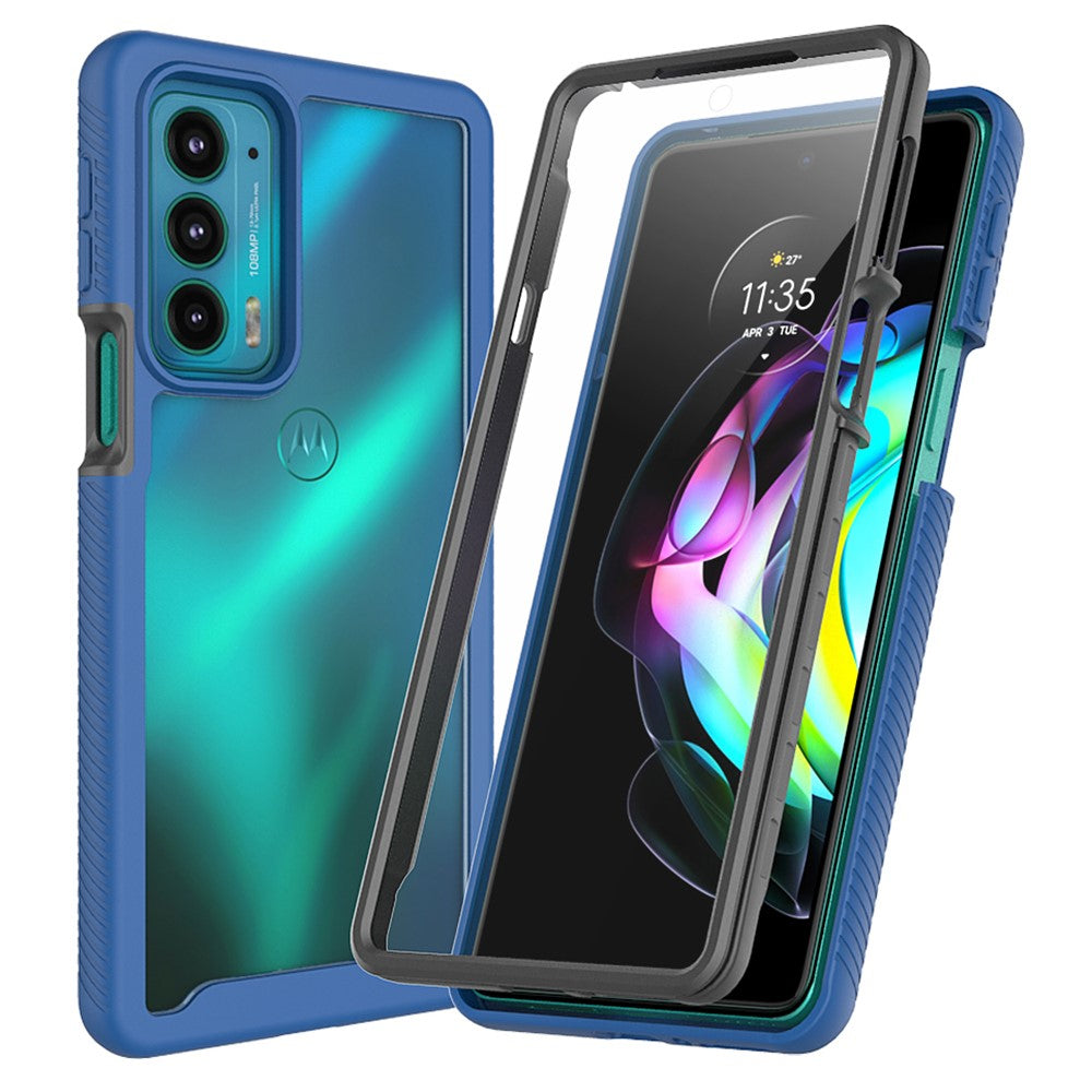 Til Motorola Edge 20 PC+TPU Hybrid Telefoncover Ridsefast med Følsom PET Skærmbeskytter