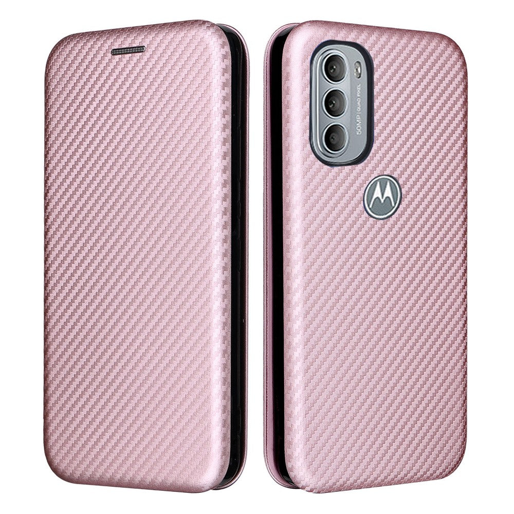 Ringrem med støttedesign, faldsikkert PU-læder, kulfibertekstur og kortslot til Motorola Moto G31/G41