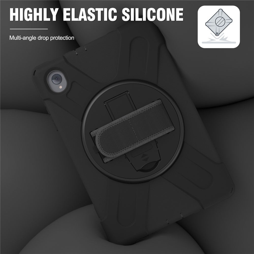 For Lenovo Tab K10/M10 Plus 360-degree Swiveling Kickstand Anti-scratch PC + Silicone Hybrid Case Cover Shell with Hand Band