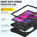 For Lenovo Tab K10/M10 Plus 360-degree Swiveling Kickstand Anti-scratch PC + Silicone Hybrid Case Cover Shell with Hand Band