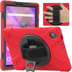 For Lenovo Tab K10/M10 Plus 360-degree Swiveling Kickstand Anti-scratch PC + Silicone Hybrid Case Cover Shell with Hand Band