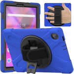 For Lenovo Tab K10/M10 Plus 360-degree Swiveling Kickstand Anti-scratch PC + Silicone Hybrid Case Cover Shell with Hand Band