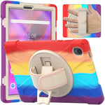 For Lenovo Tab K10/M10 Plus 360-degree Swiveling Kickstand Anti-scratch PC + Silicone Hybrid Case Cover Shell with Hand Band