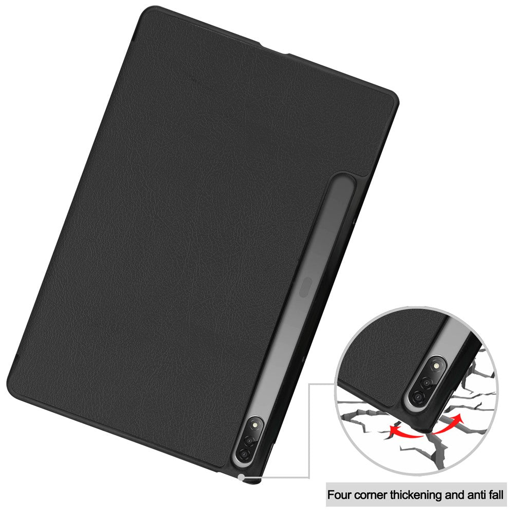 Trifold Stand Tablet Cover for Lenovo Tab P12 Pro, PU Leather + PC Protective Auto Wake/Sleep Smart Case