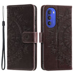 Mandala Flower Imprinted Phone Cover for Motorola Moto G51 5G, PU Leather Shockproof Wallet Case Stand Shell with Wrist Strap