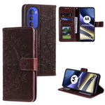 Mandala Flower Imprinted Phone Cover for Motorola Moto G51 5G, PU Leather Shockproof Wallet Case Stand Shell with Wrist Strap