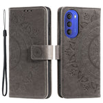 Mandala Flower Imprinted Phone Cover for Motorola Moto G51 5G, PU Leather Shockproof Wallet Case Stand Shell with Wrist Strap
