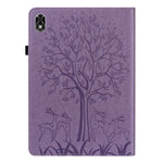For Lenovo Legion Y700 Elastic Band Design Imprinting Tree Deer Pattern Card Slots Stand Shockproof PU Leather Tablet Cover Case