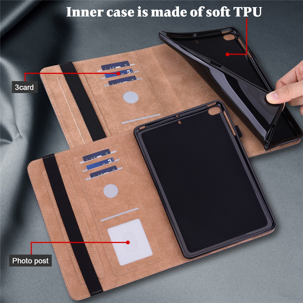 For Lenovo Legion Y700 Line Imprinted Adjustable Stand PU Leather Auto Wake/Sleep Drop-proof Tablet Case with Card Slots