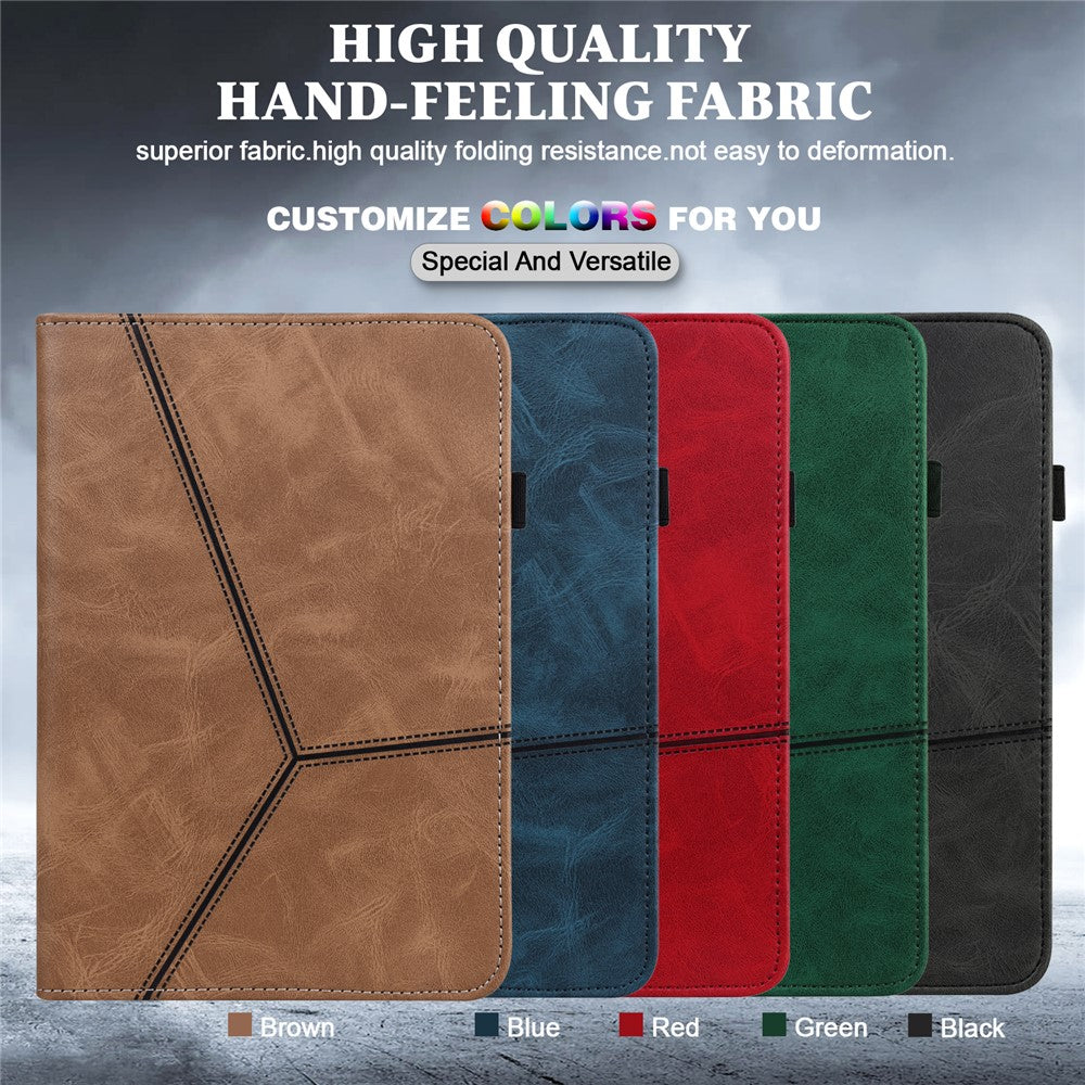 For Lenovo Legion Y700 Line Imprinted Adjustable Stand PU Leather Auto Wake/Sleep Drop-proof Tablet Case with Card Slots