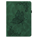 For Lenovo Tab M10 Plus (3rd Gen) Butterfly Flower Imprinted Card Slot PU Leather Tablet Case Stand Cover with Elastic Band