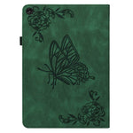 For Lenovo Tab M10 Plus (3rd Gen) Butterfly Flower Imprinted Card Slot PU Leather Tablet Case Stand Cover with Elastic Band