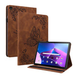For Lenovo Tab M10 Plus (3rd Gen) Butterfly Flower Imprinted Card Slot PU Leather Tablet Case Stand Cover with Elastic Band
