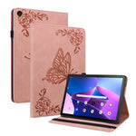 For Lenovo Tab M10 Plus (3rd Gen) Butterfly Flower Imprinted Card Slot PU Leather Tablet Case Stand Cover with Elastic Band