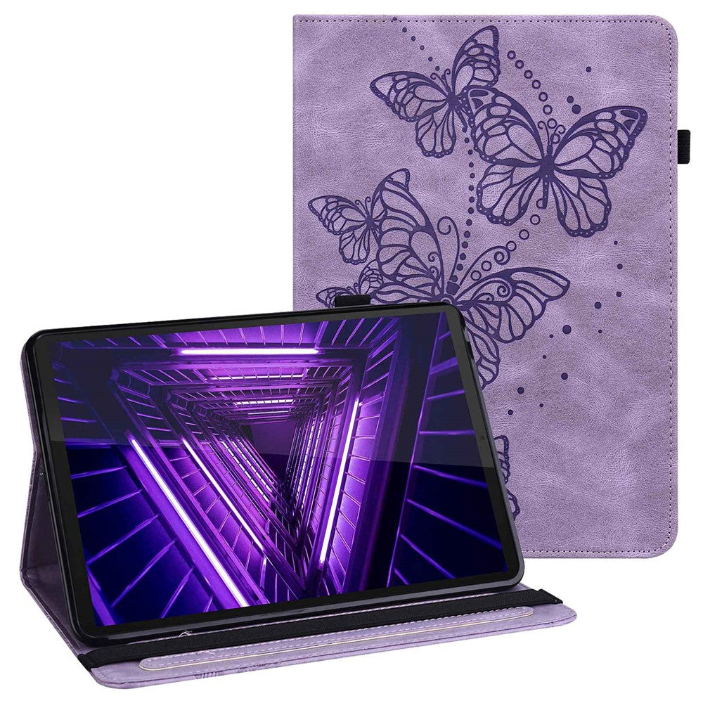 For Lenovo Tab M10 Plus (3rd Gen) / Xiaoxin Pad 2022 10.6 inch PU Leather Tablet Case Imprinting Butterflies Stand Card Holder