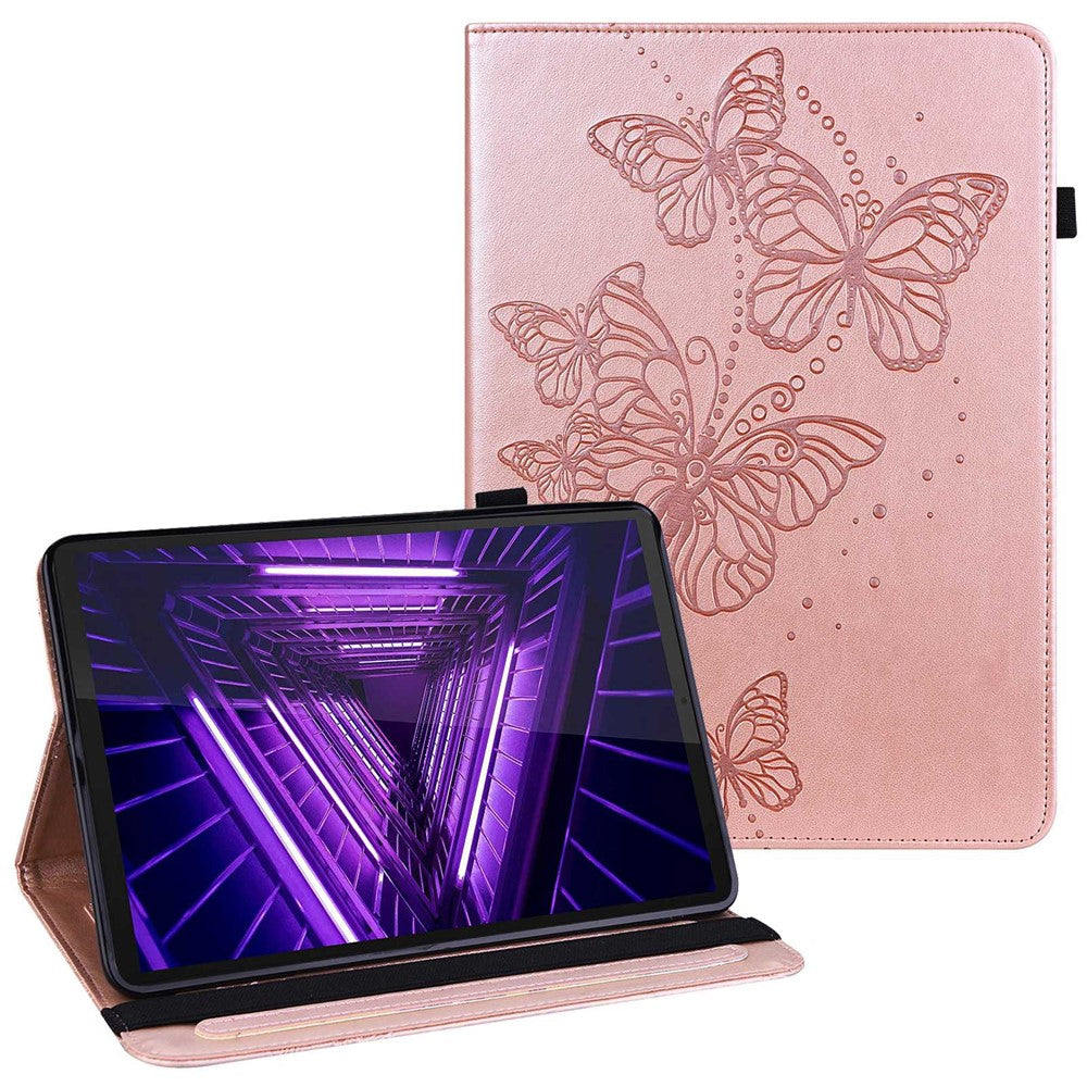 For Lenovo Tab M10 Plus (3rd Gen) / Xiaoxin Pad 2022 10.6 inch PU Leather Tablet Case Imprinting Butterflies Stand Card Holder