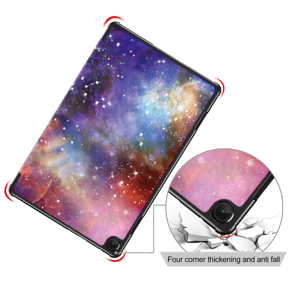 For Lenovo Tab M10 (Gen 3) 10.1 inch 328F Pattern Printing Auto Wake/Sleep PU Leather Case Trifold Stand Folio Cover