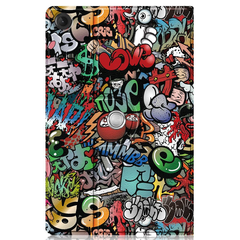 For Lenovo Tab M10 (Gen 3) 10.1 inch 328F 360-degree Rotary Stand Function Pattern Printing PU Leather Tablet Case with Auto Wake/Sleep