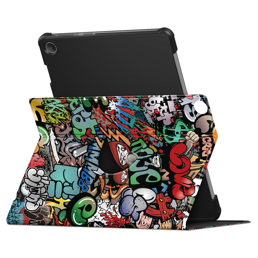 For Lenovo Tab M10 (Gen 3) 10.1 inch 328F 360-degree Rotary Stand Function Pattern Printing PU Leather Tablet Case with Auto Wake/Sleep