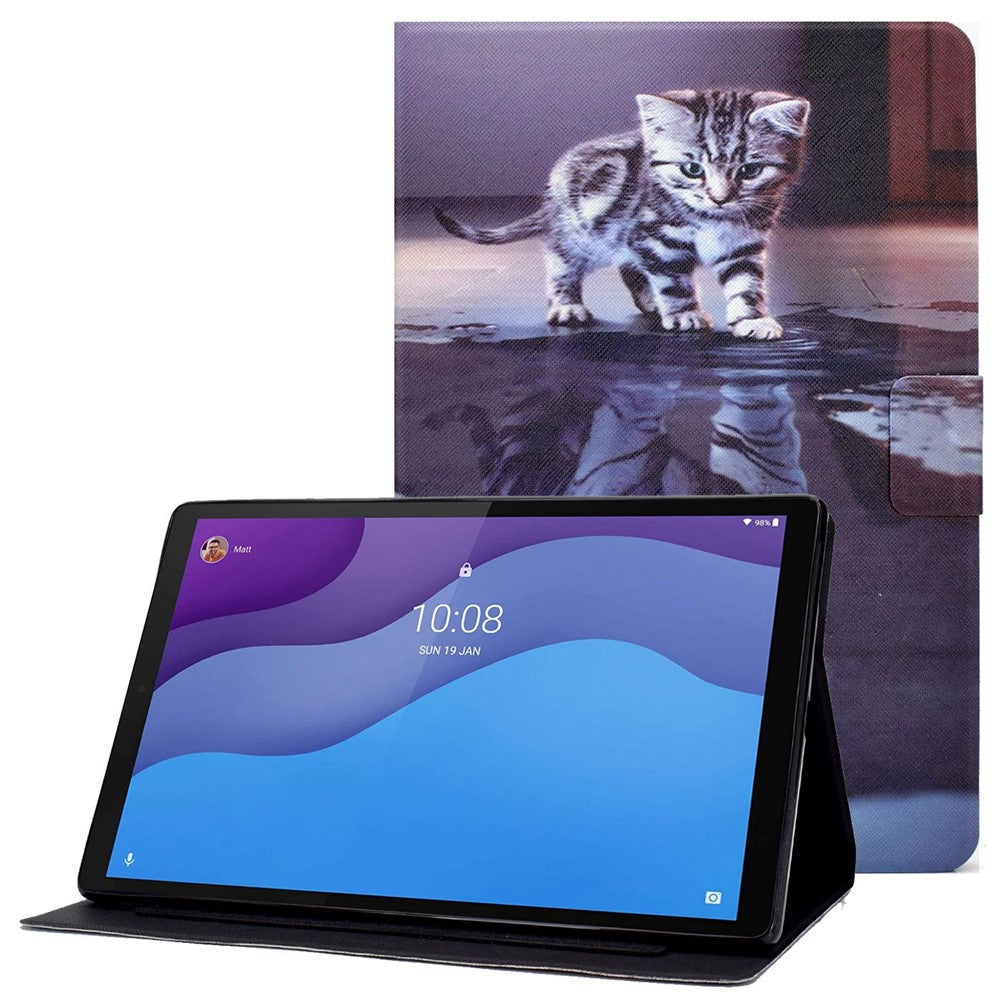 For Lenovo Tab M10 (Gen 3) TB-328FU / TB-328XU B2 Pattern Printing Stand Protective Case Auto Sleep / Wake Function PU Leather Smart Cover with Card Slots
