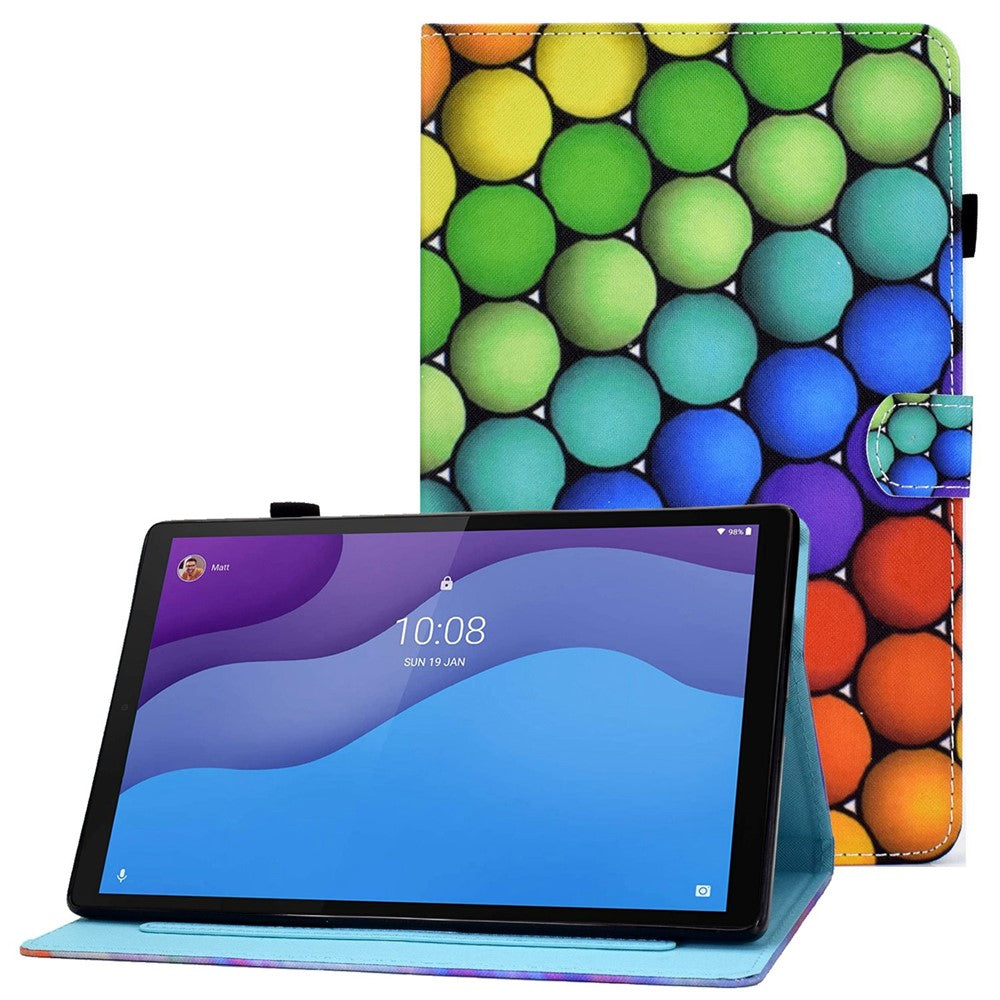 Lenovo Tab M10 (3. generation) TB-328FU / TB-328XU A2, beskyttende smartcover i PU-læder med mønstertryk, justerbart stativ, kortlommer og penholder