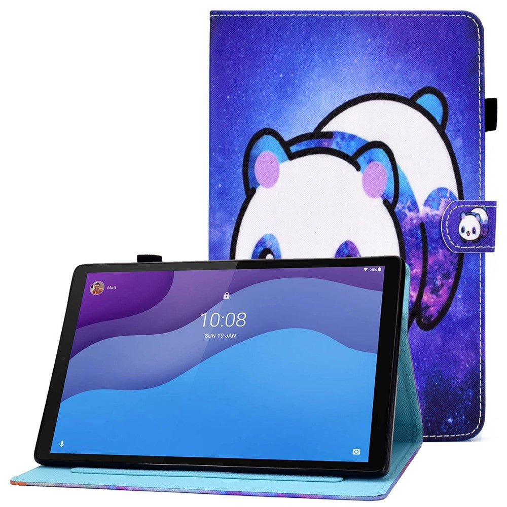 Lenovo Tab M10 (3. generation) TB-328FU / TB-328XU A2, beskyttende smartcover i PU-læder med mønstertryk, justerbart stativ, kortlommer og penholder