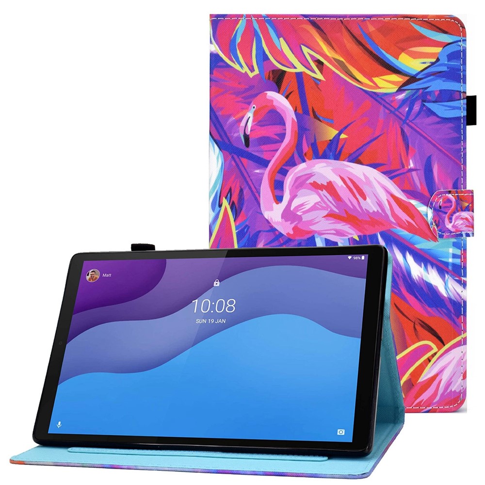 Lenovo Tab M10 (3. generation) TB-328FU / TB-328XU A2, beskyttende smartcover i PU-læder med mønstertryk, justerbart stativ, kortlommer og penholder