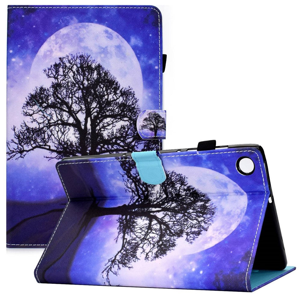 For Lenovo Tab M10 Plus (3rd Gen) / Xiaoxin Pad 2022 10.6 inch PU Leather Smart Auto Wake / Sleep Cover A3 Pattern Printing Stand Card Slots Protective Tablet Case with Pencil Holder