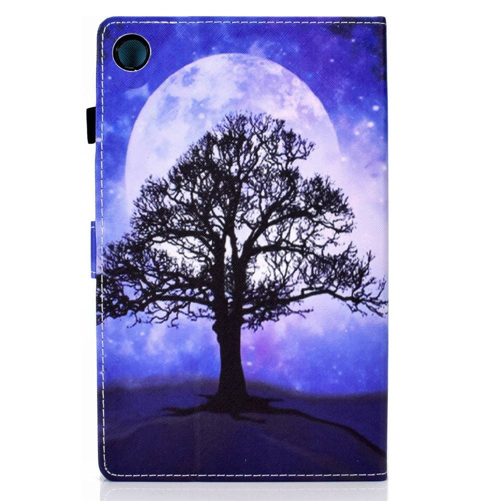 For Lenovo Tab M10 Plus (3rd Gen) / Xiaoxin Pad 2022 10.6 inch PU Leather Smart Auto Wake / Sleep Cover A3 Pattern Printing Stand Card Slots Protective Tablet Case with Pencil Holder
