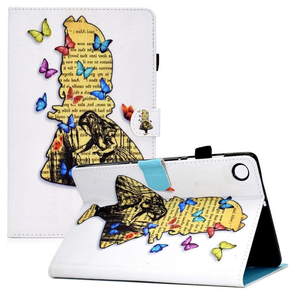 For Lenovo Tab M10 Plus (3rd Gen) / Xiaoxin Pad 2022 10.6 inch PU Leather Smart Auto Wake / Sleep Cover A3 Pattern Printing Stand Card Slots Protective Tablet Case with Pencil Holder