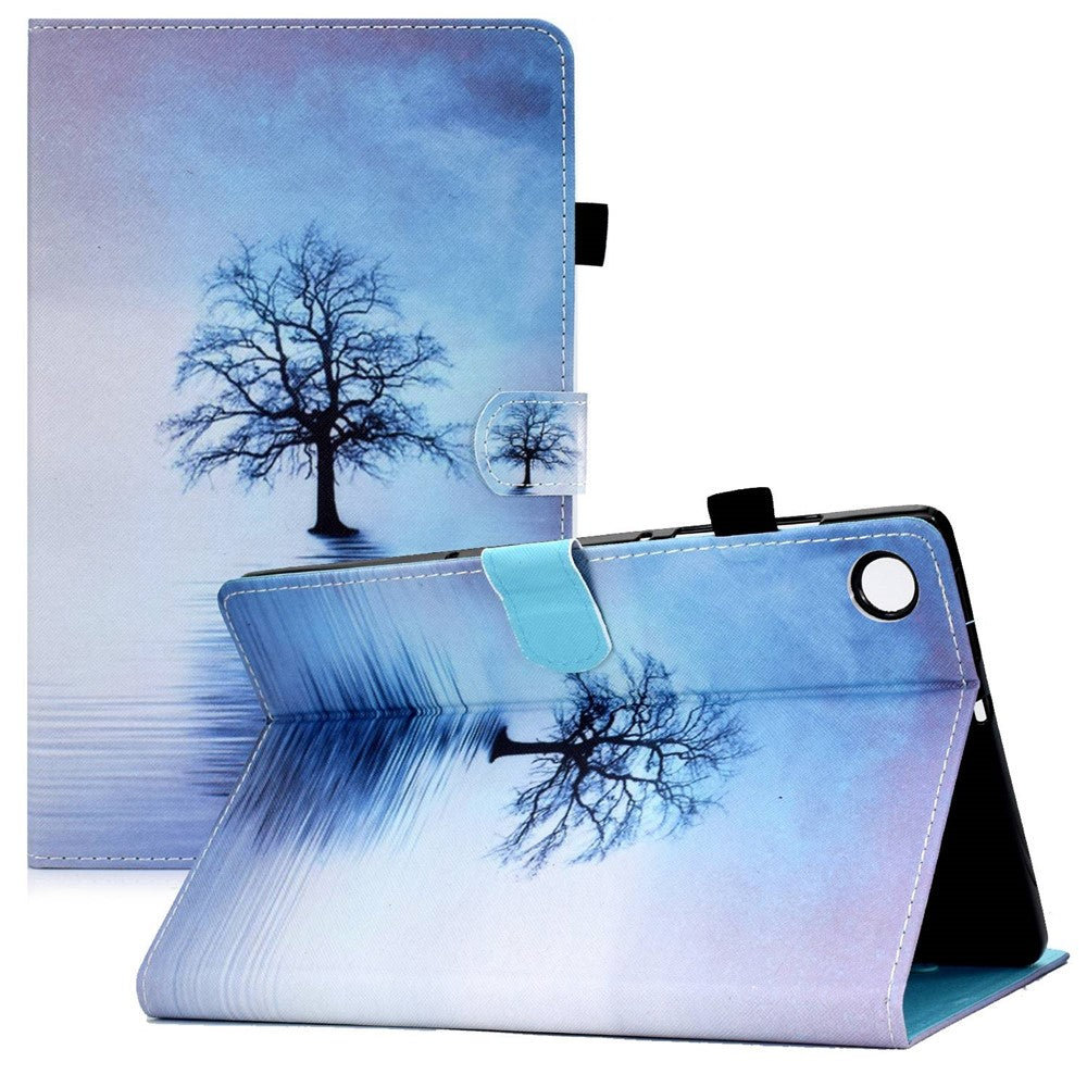 For Lenovo Tab M10 Plus (3rd Gen) / Xiaoxin Pad 2022 10.6 inch PU Leather Smart Auto Wake / Sleep Cover A3 Pattern Printing Stand Card Slots Protective Tablet Case with Pencil Holder