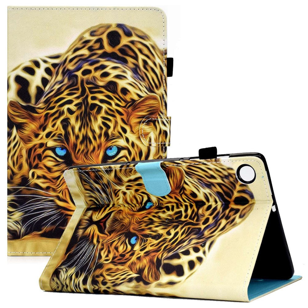 For Lenovo Tab M10 Plus (3rd Gen) / Xiaoxin Pad 2022 10.6 inch PU Leather Smart Auto Wake / Sleep Cover A3 Pattern Printing Stand Card Slots Protective Tablet Case with Pencil Holder
