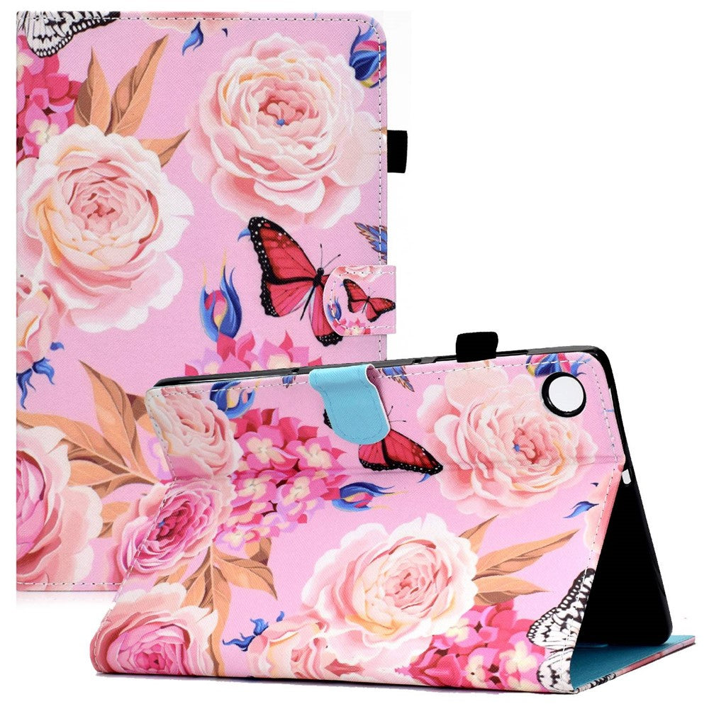 For Lenovo Tab M10 Plus (3rd Gen) / Xiaoxin Pad 2022 10.6 inch PU Leather Smart Auto Wake / Sleep Cover A3 Pattern Printing Stand Card Slots Protective Tablet Case with Pencil Holder