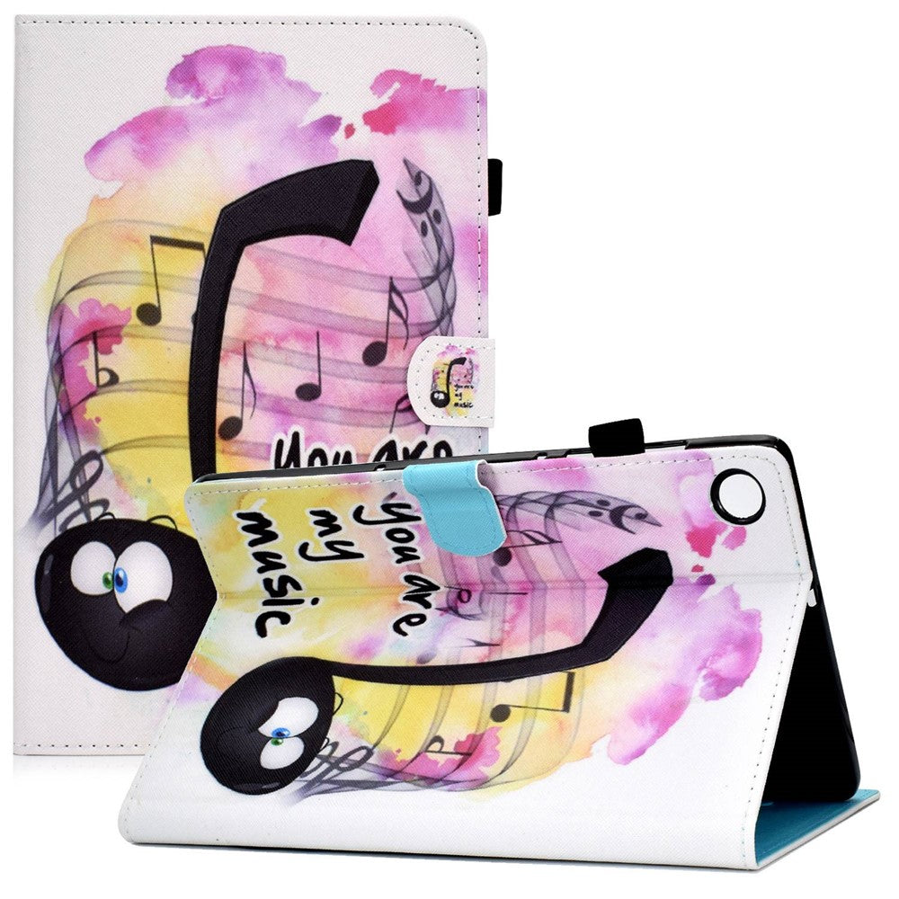 For Lenovo Tab M10 Plus (3rd Gen) / Xiaoxin Pad 2022 10.6 inch PU Leather Smart Auto Wake / Sleep Cover A3 Pattern Printing Stand Card Slots Protective Tablet Case with Pencil Holder
