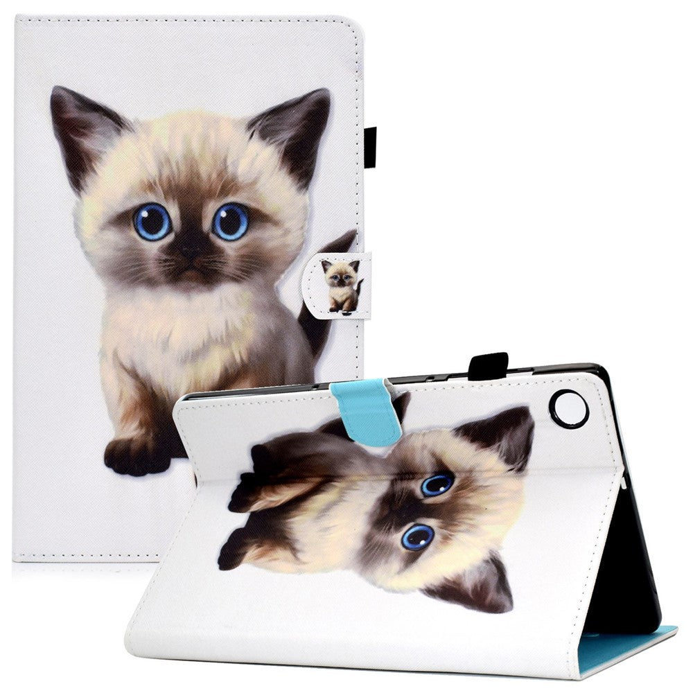 For Lenovo Tab M10 Plus (3rd Gen) / Xiaoxin Pad 2022 10.6 inch PU Leather Smart Auto Wake / Sleep Cover A3 Pattern Printing Stand Card Slots Protective Tablet Case with Pencil Holder
