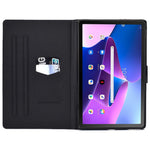 Surfplatta i PU-läder för Lenovo Tab M10 (Gen 3) TB-328FU / TB-328XU, mönstertryckt korthållare, stötsäkert fodral med justerbart stativ
