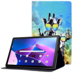 Surfplatta i PU-läder för Lenovo Tab M10 (Gen 3) TB-328FU / TB-328XU, mönstertryckt korthållare, stötsäkert fodral med justerbart stativ