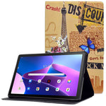 Surfplatta i PU-läder för Lenovo Tab M10 (Gen 3) TB-328FU / TB-328XU, mönstertryckt korthållare, stötsäkert fodral med justerbart stativ