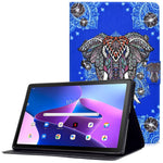 Surfplatta i PU-läder för Lenovo Tab M10 (Gen 3) TB-328FU / TB-328XU, mönstertryckt korthållare, stötsäkert fodral med justerbart stativ