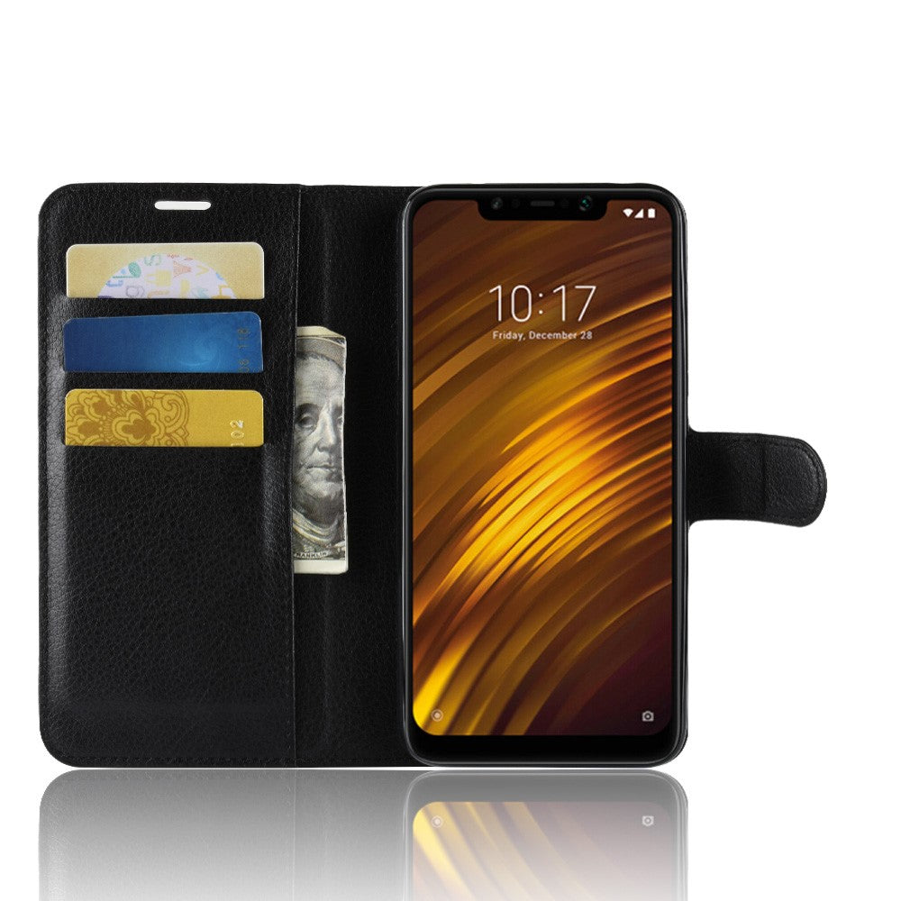 For Xiaomi Pocophone F1 / Poco F1 (India) Shell Litchi Grain Leather Case (Stand and Wallet)