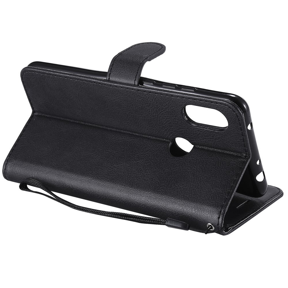For Xiaomi Redmi Note 6 Pro Case Solid Color Leather Mobile Cover Wallet Stand with Strap