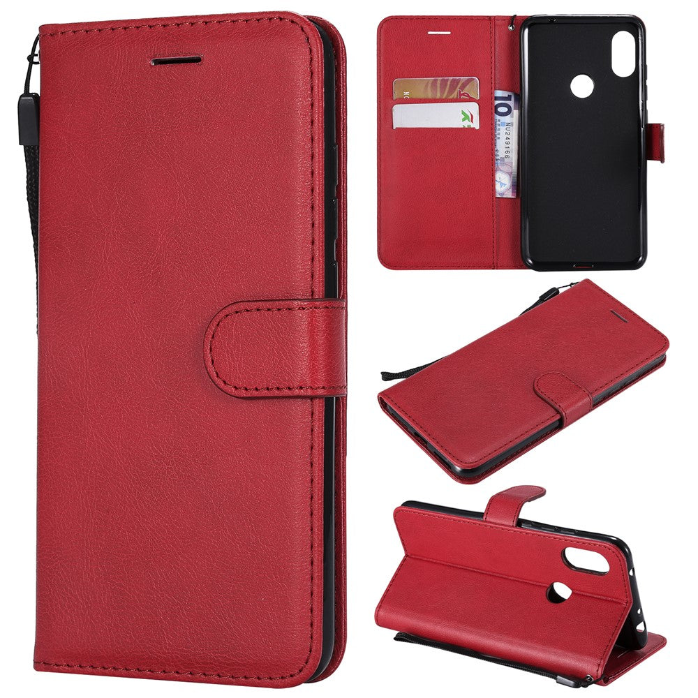 For Xiaomi Redmi Note 6 Pro Case Solid Color Leather Mobile Cover Wallet Stand with Strap