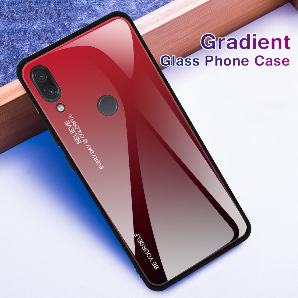 Scratch Resistant Gradient Glass TPU + PC Phone Case for Xiaomi Redmi Note 7S / Note 7